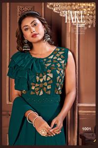 Vestido de trabajo de secuencia de bordado de Georgette de imitación de diseñador por Fab Zone - Product Image 2