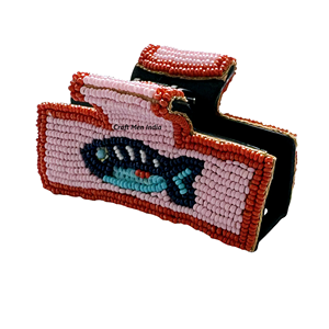 New Arrival SARDINES Beaded Embroidery Hair <b>Clip</b>, Colorful Seed Bead Embroidered Hair Claw for Women & Girls - Product Image 1