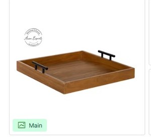 Plateau de service en bois de qualité supérieure avec poignées en métal robustes, élégant et durable, décoration de cuisine pour la maison, pour les collations, les boissons et les réceptions - Product Image 6