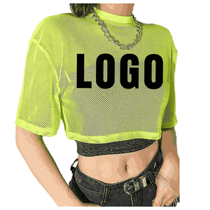 Haut court respirant en maille de coton T-shirt en maille avec logo personnalisé T-shirt uni à manches courtes pour femmes Vêtements de détente T-shirt pour femmes - Product Image 6