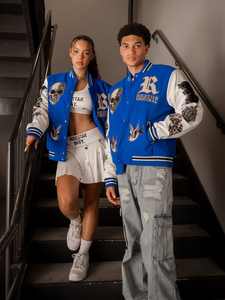 Fall Winter Women Clothes Fashion Embroidery Letterman Jacket Leather Sleeve Crop <b>Top</b> Baseball Jacket Ladies Varsity Jacket <b>Coat</b> - Product Image 5