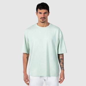 Camiseta de Algodón/Fibra de Bambú para Hombre, Estilo Hip Hop Vintage, Holgada, Antiarrugas, Transpirable, Talla Grande, Manga Corta, 2026 - Product Image 1