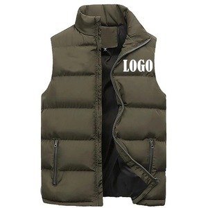 Gilet pour hommes personnalisé manteaux et vestes épais col montant couleur unie gilet en coton veste en duvet de canard sans manches - Product Image 4