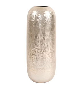 Hammered Pattern Cylindrical Metal Floor Vase With Silver Finish Metal Model <b>Table</b> Vase Decorative Metal Vase <b>for</b> Living Room - Product Image 1