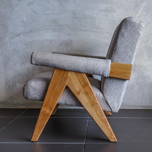 Midcentury Retro Accent Fauteuil Cadre en teck Siège rembourré pour manger des restaurants Villas - Product Image 2