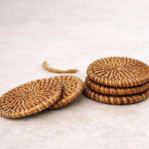 Posavasos Redondos de Ratán Tejidos a Mano, Yute de Alta Calidad, Ecológicos, 10 mm de Grosor, para Cerámica, Hoteles y Hogar, con Diseño Natural Clásico - Product Image 4