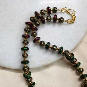 Collar Meenakari de cuentas multicolores oro bohemio Vintage religioso lindo Número de moda perla de cuarzo en forma para regalos de boda - Product Image 6