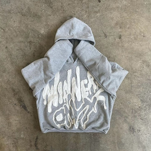 Sweat-shirts pour hommes en molleton 100% coton épais et lourd, personnalisés OEM, avec broderie en strass, mode d'hiver écologique - Product Image 5