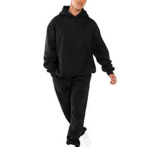 2024 haute qualité à la mode élégant sweat à capuche pour hommes à manches longues noir broderie couleur plaine sweat à capuche sweats pour hommes - Product Image 1