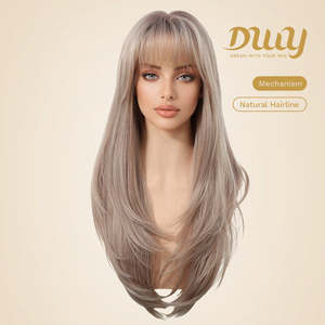 Orlaith-DWY 26-Inch MiraScalp Layered Straight Blonde <b>Wig</b> High Temperature Fiber Lace Front Synthetic <b>Wig</b> 30-Inch Transparent - Product Image 2