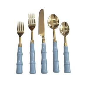 Elegant American Style Sustainable Stainless Steel Flatware Set with Resin Handles 4 Pcs Cutlery Set for Restaurant - Product Image 3