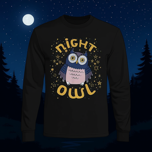 Camiseta de Manga Larga Night Owl con Diseño de Cielo Estrellado, Ropa Promocional - Product Image 3