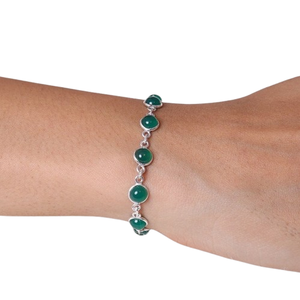 Bracelet artisanal de style bohème, bijoux en argent sterling 925, pierre précieuse onyx verte, bracelet tendance pour femmes, cadeau pour elle - Product Image 1