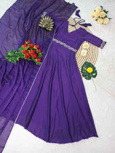 ROBE DE TRAVAIL À VOLANTS GEORGETTE AVEC BRODERIE SEQUENCE TRAVAIL DUPATTA ROSE - Product Image 2