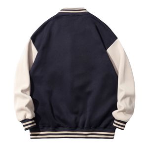Chaqueta de béisbol universitaria con estampado de cuero y bordado personalizado de fabricante OEM para adultos y jóvenes con letras de temporada de invierno - Product Image 4