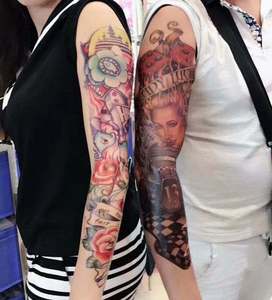 Tatuaje Temporal Impermeable <span class=keywords><strong>de</strong></span> <span class=keywords><strong>Manga</strong></span> Larga con Diseño <span class=keywords><strong>de</strong></span> León, Serpiente, Pavo Real y Loto - Product Image 6