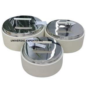Juego de dos ollas de metal de doble pared, cazuela hecha a mano con revestimiento de polvo blanco, artículos de cocina de forma redonda, calentador de alimentos de metal - Product Image 4