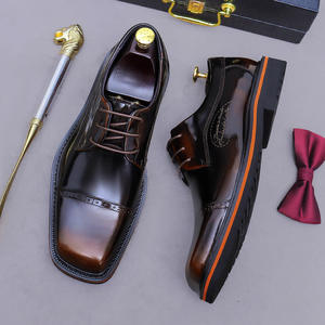 Zapatos de Hombre de Estilo Moderno, de Piel Vacuna Genuina, con Acabado Brillante, Versátiles, Transpirables, Tipo Derby - Product Image 1