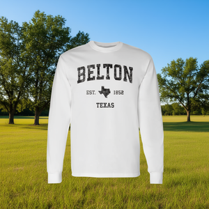 Belton Texas T-shirt à manches longues avec imprimé sport vintage, col rond unisexe, taille adulte - Product Image 3