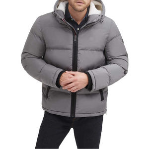 2025 liso teñido personalizar etiqueta Color sólido hombres chaqueta acolchada 100% algodón Anti olor con capucha ropa de invierno chaquetas acolchadas para hombres - Product Image 1