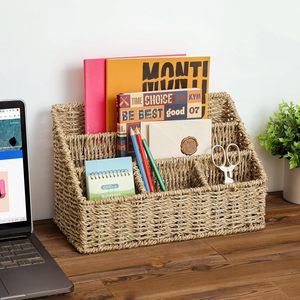 Accessoires de bureau, porte-papier en jonc de mer, support de rangement pour journaux, gadgets pour le bureau à domicile - Product Image 6