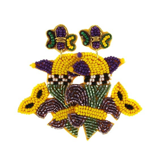 Boucles d'oreilles perlées Mardi Gras scintillantes-Un ajout étincelant à toute tenue - Product Image 4