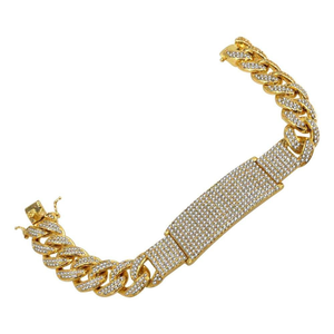 Pulsera cubana de identificación para hombre con diamantes de corte brillante Natural, pulseras de eslabones de cadena fina con micropavé de Plata de Ley 925 para fiestas - Product Image 6