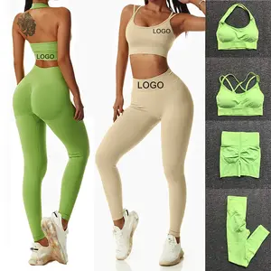 2022 NEW sportswear womens scrunch butt leggings pantaloncini e reggiseno 4 pezzi palestra fitness yoga set