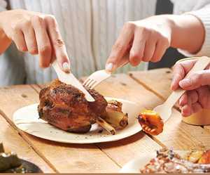 ชุดช้อนส้อมทำจากไม้แบบใช้แล้วทิ้ง-มีดส้อมช้อนงานจัดเลี้ยงงานแต่งงานงานปาร์ตี้กลางแจ้งสำหรับนำกลับบ้านได้แบบย่อยสลายได้ตาม100% - Product Image 3