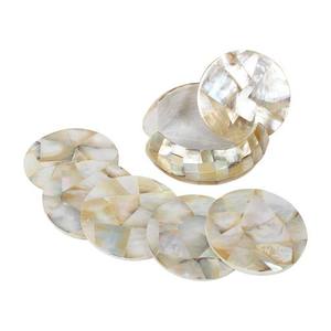 Marble Inlay Coaster Set Overlaid with Mother of Pearl Premium Mother of Pearl Coaster Set Hotels & Restaurant - Product Image 3