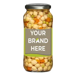 Preserves Pulses Made In Spain Canned Chick Peas Extra Quality Cooked Chickpeas With Vegetables In Jar With Private Label