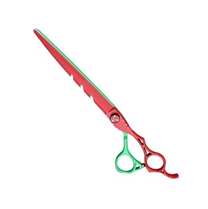 กรรไกรตัดขนสัตว์เลี้ยงสแตนเลสขนาด 6.5 นิ้ว ยี่ห้อ HABI INDUSTRIES สีแดงเขียว พร้อมที่พักนิ้วแบบเกลียว ดีไซน์สวยงาม สำหรับงานกรูมมิ่ง - Product Image 2