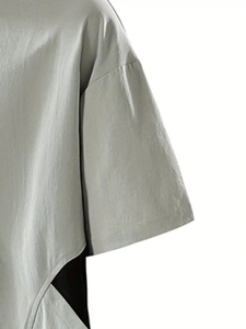 Summer <b>T</b>-<b>Shirt</b> Breathable Lightweight Men's <b>T</b>-<b>Shirt</b> Loose Fit Short Sleeve Half-Zip Front Casual <b>Round</b> <b>Neck</b> Tee <b>White</b> & Black - Product Image 5