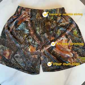 Shipping2025 DDP กางเกงขาสั้นตาข่ายลายพิมพ์ต้นไม้แท้สำหรับผู้ชายโลโก้ตามสั่งสำหรับจัดส่งแบบ menddp - Product Image 3