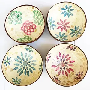 越南手工工艺品餐具产品出口多色椰漆壳碗