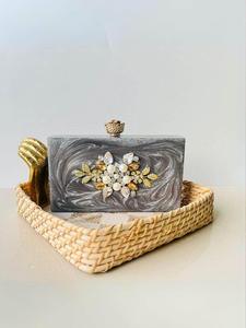 Bolso de mano de resina bohemio hecho a mano para mujer, ropa de fiesta de noche de lujo, regalo de Navidad y boda, botón de cierre abierto con cremallera - Product Image 2