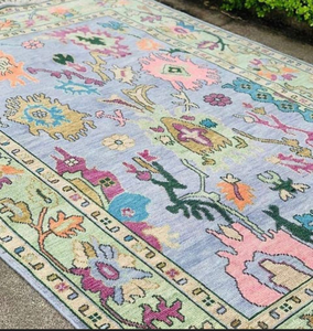 พรมผูกปมมือที่มีคุณภาพสูงขนแกะ oushak ตุรกีพรมสไตล์ผูกปมปักทำงานและห้องนั่งเล่นห้องนอน - Product Image 2