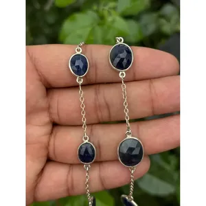 925 Silver <b>Necklace</b> Blue Sapphire Rhodium Gold Plating Vintage Religious Heart-shaped Chain Inlaid Bezel Set <b>Ruby</b> Pearl Trendy - Product Image 1