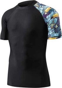 Sublimation Running Compression Rash Guard Pour Hommes Gym Tee À Manches Courtes Bjj Rash Vest Jogging Wear Surf Workout Shirt - Product Image 3