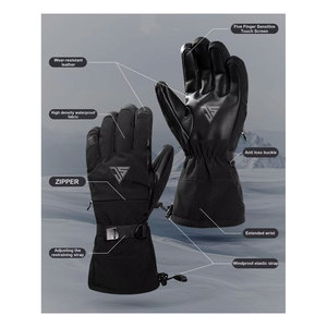 Guante de nieve de invierno para hombre al por mayor, hecho de tela impermeable laminada de poliuretano/cuero genuino, forro interior polar - Product Image 2