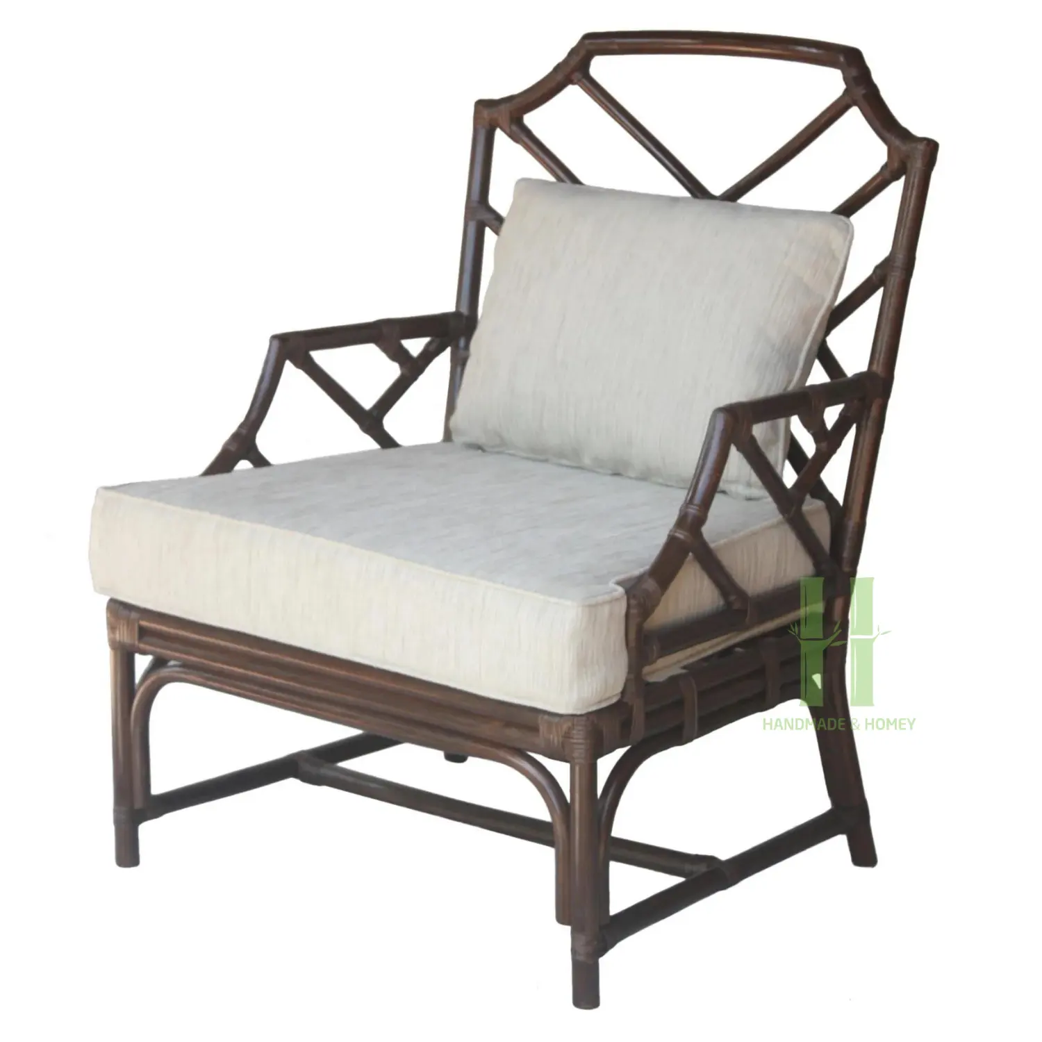 Chaise longue en rotin brun Chaise en osier antique pour salon Nouveau design de meubles en rotin de HNH Craft