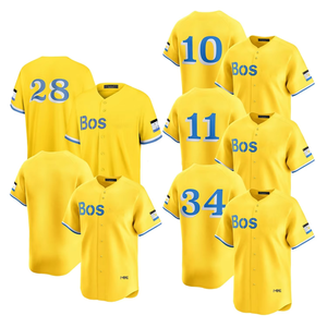 Camiseta de Béisbol Boston City Connect 2021 para Hombre, Personalizada, Bordada, con Logos, Amarilla, Tallas Grandes - Product Image 1