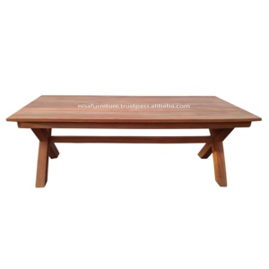 Luxury Modern Design Solid Teak Wood X Leg <b>Dining</b> Outdoor Table 2.5m Long Garden Furniture for Hotels and Farmhouses - Product Image 2
