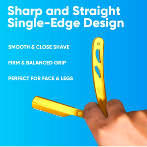 Kit de maquinilla de afeitar de peluquero de acero inoxidable dorado profesional ANAAIF con hoja desechable de borde recto Para una depilación corporal conveniente - Product Image 5