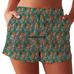 Nouveaux shorts d'été pour femmes en pur coton, taille élastique, coupe ajustée, shorts de détente, shorts à imprimé estival, shorts d'été pour femmes - Product Image 5