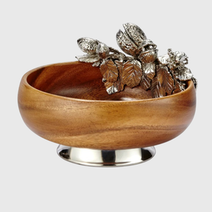 Vaisselle Bol de service à salade Bol en bois fait à la main avec accents en métal Bol en bois élégant pour décoration de la maison à bas prix - Product Image 3