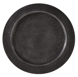 Placa de cargador de Metal de estilo moderno con acabado antiguo negro Placa de cargador de Metal de diseño martillado para uso en catering de hotel en casa - Product Image 1