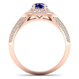 Anillos de Zafiro Azul de Corte Redondo de 0.5 Quilates REYES para Mujer, Certificado GRA, Oro Sólido de 14K y 18K, Joyería Fina de Moissanita - Product Image 4