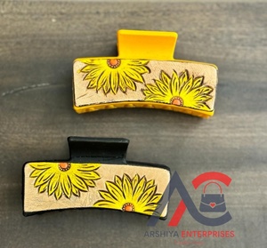 New Design Western Style Handmade Tooled Leather Hair <b>Claw</b> <b>Clips</b> Real Handmade Leather Hair Pins Accessories for Women and Girl - Product Image 1