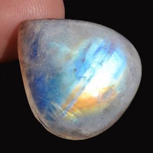 Piedra lunar arcoíris azul brillante natural en forma de pera, tamaño 21x19x7 mm, para la fabricación de joyas. - Product Image 2